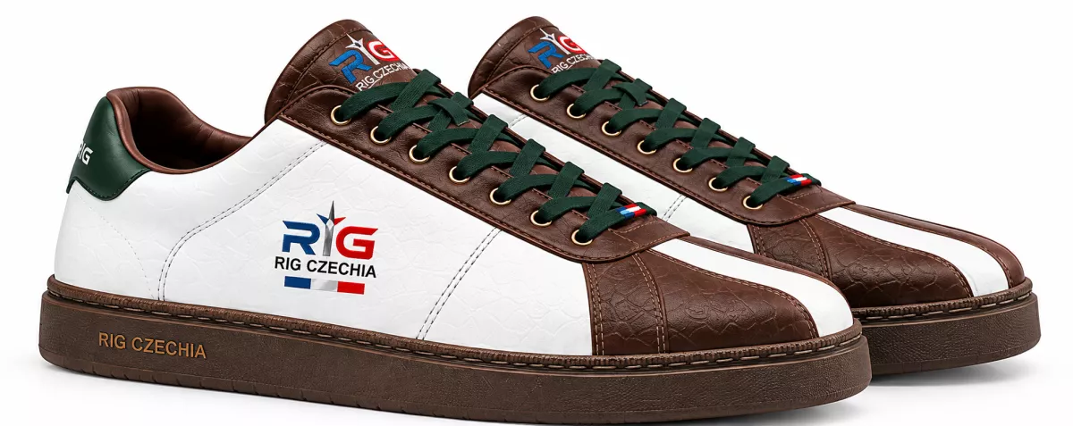 SNEAKERS WHITE/BROWN LEATHER PHANTOM - RIG CZECHIA